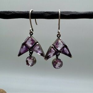 Jane Diaz Amethyst & Oxidized Sterling Earrings